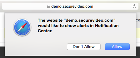 Safari notifications option: Allow