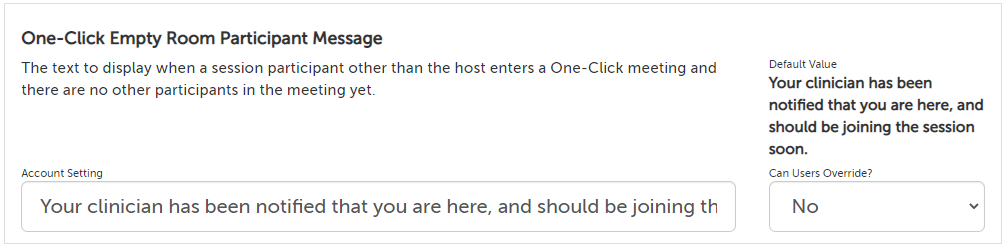 Setting One-Click Empty Room Participant Message